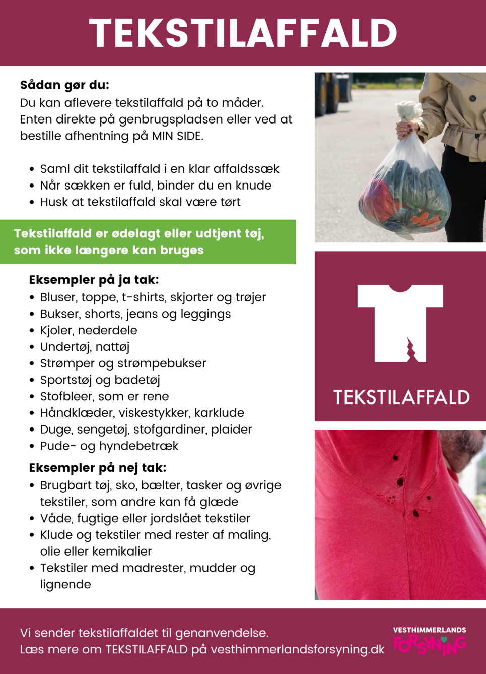 Informationsplakat om tekstilaffald